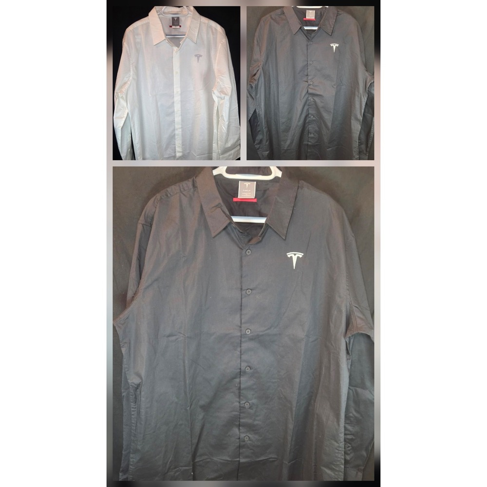 Tesla Lot of 3 Mens Button Up Shirt Long Sleeve‎ White Black XL Embroidered Logo